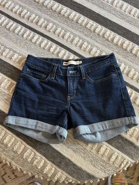 Levi's Dark Blue Rolled-Hem Jean Shorts